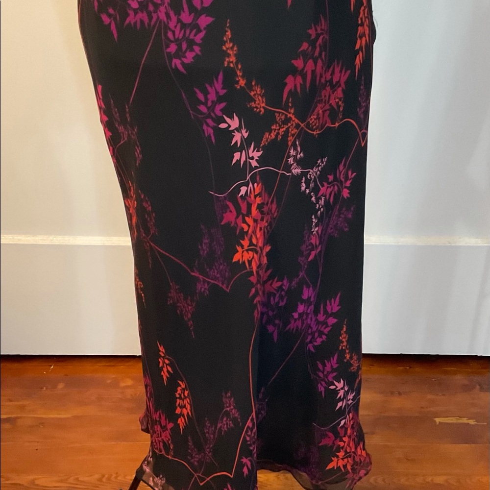 Vintage Dark Romance Whimsigoth Floral Silk Midi Dress Size 6 - Picture 4 of 6